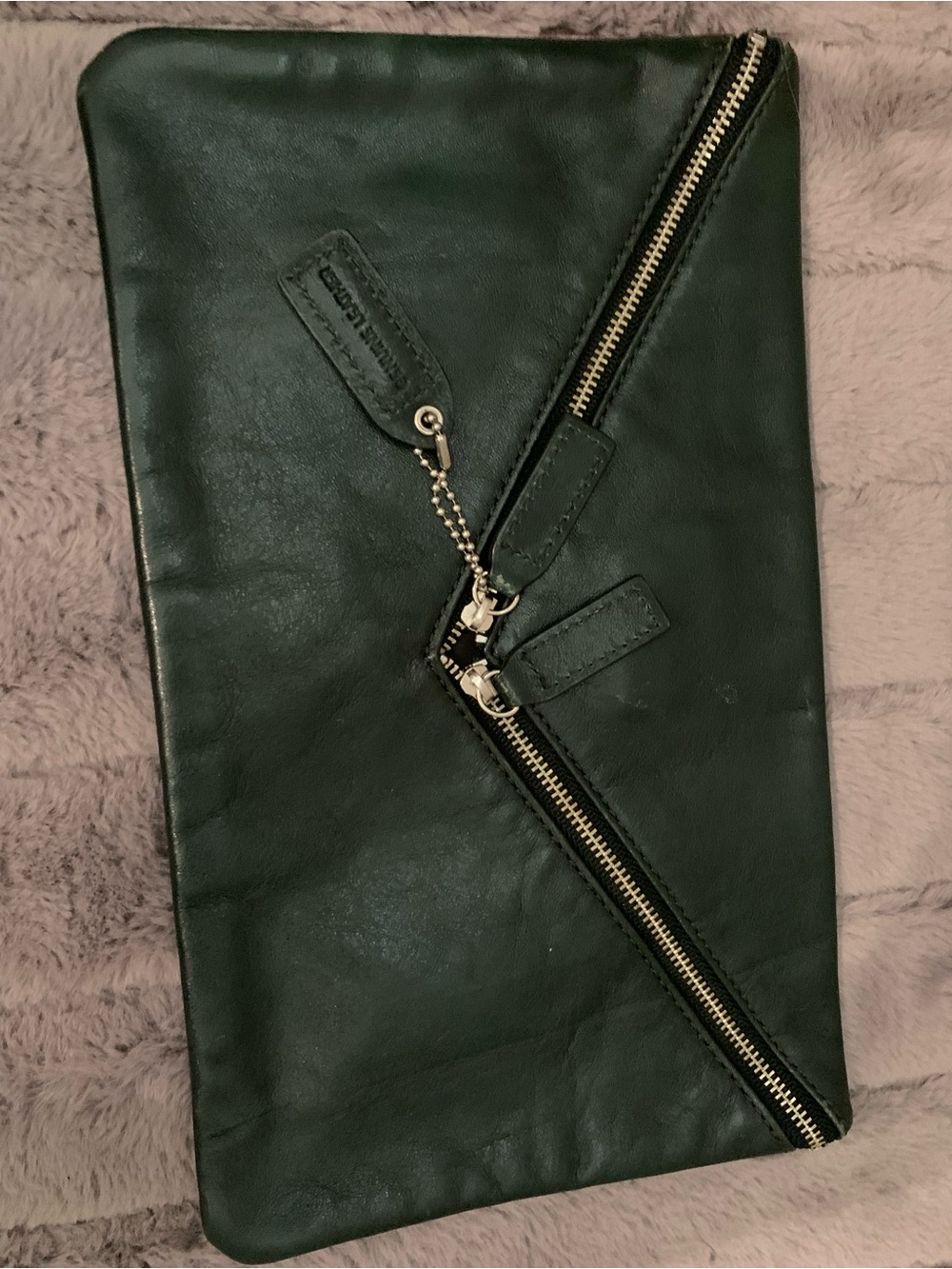 Danier Forest Green Leather Zip-Accent Women’s Clutch